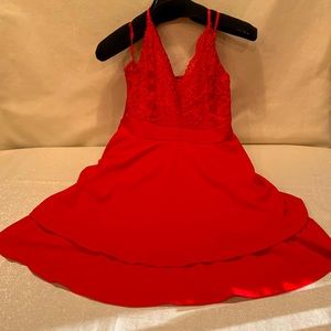 Rue 21 Red and Lace Top Dress with adjustable straps. Size Large Juniors